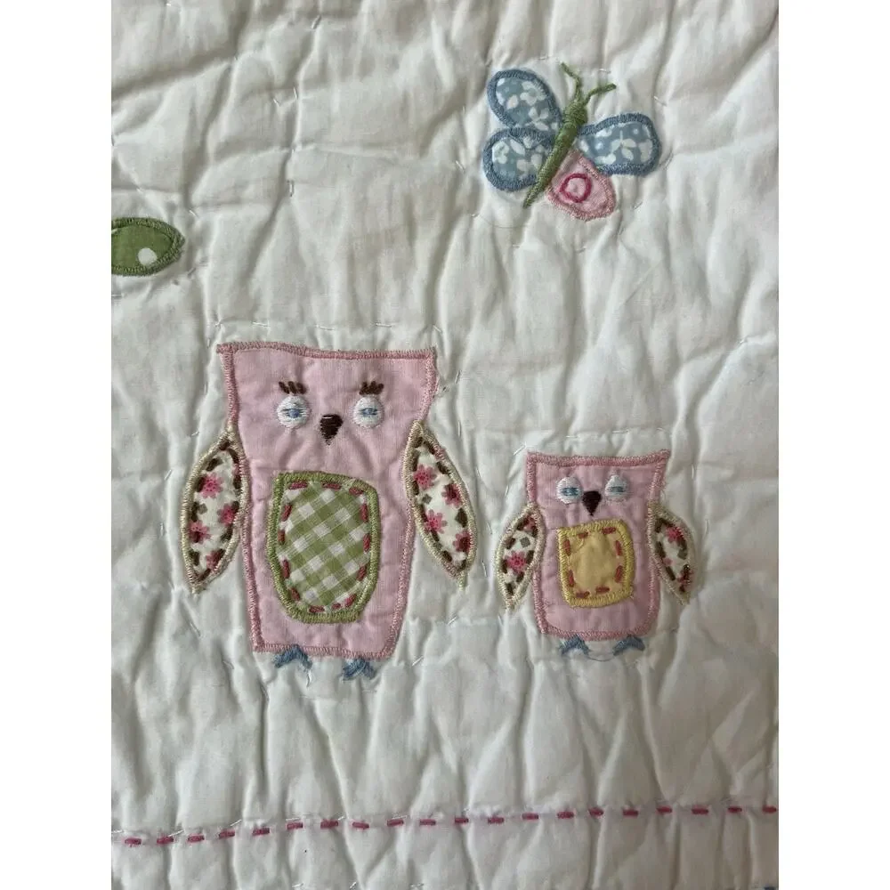 Pottery Barn Kids Quilted‎ Cotton Blanket Comforter Birds Butterflies 48